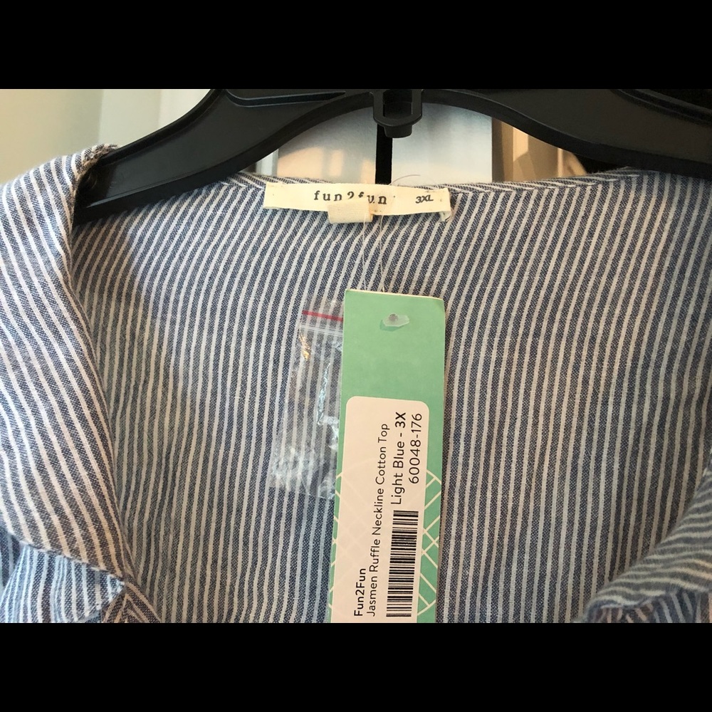 Fun 2 fun NWT blue and white striped shirt 3x